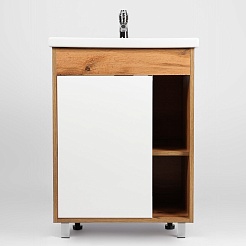 Viant Тумба под раковину Бостон 70 белая/дуб вотан – фотография-2